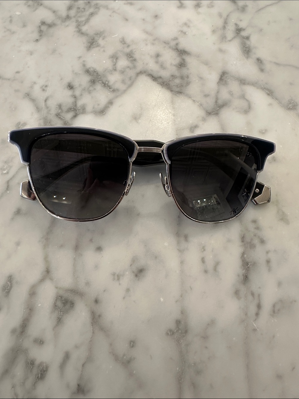 John Varvatos Black and Silver Clubmaster- Polarized Sunglasses
